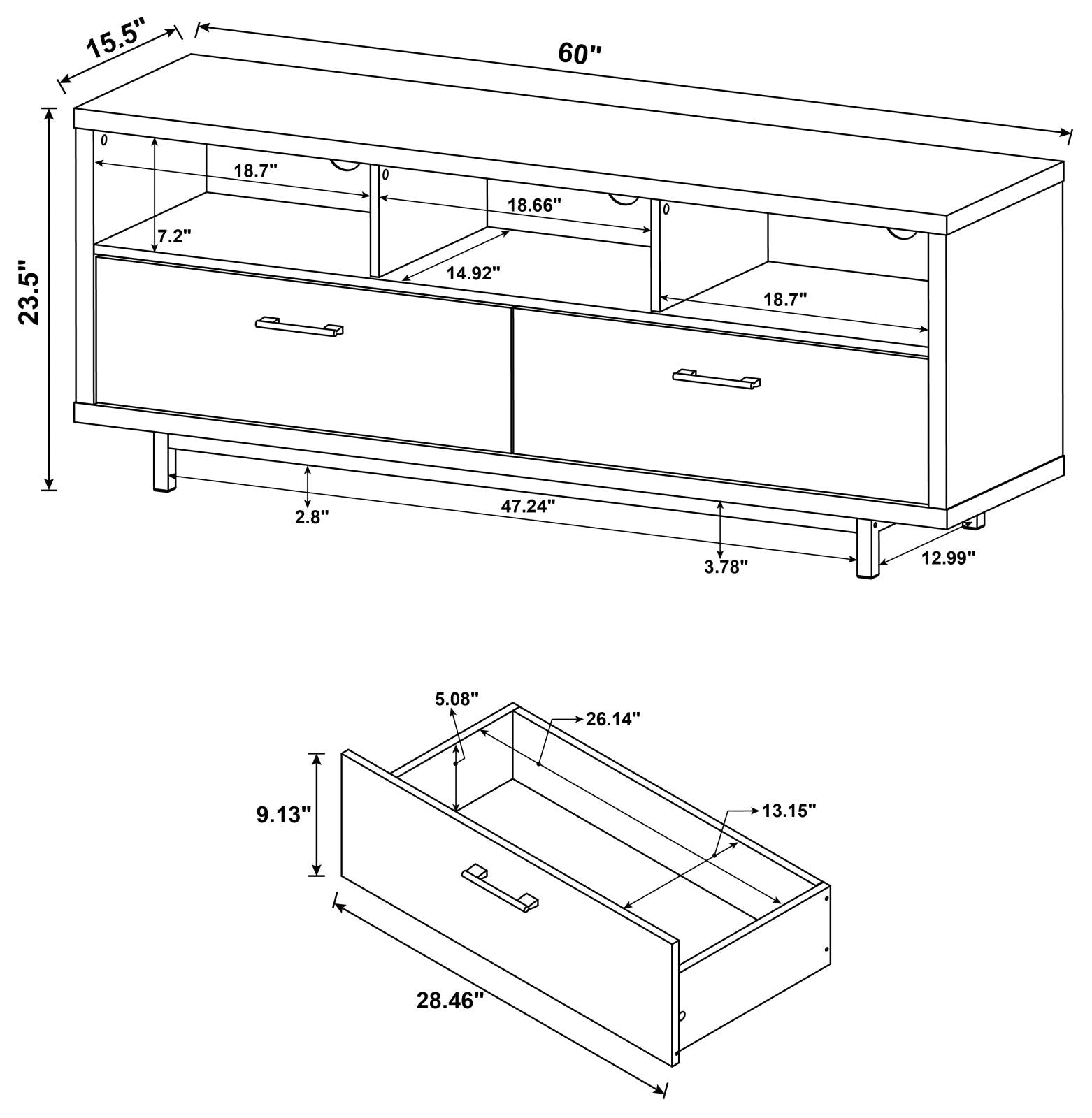 Casey 2-Drawer Rectangular TV Console Cappuccino - 701973 - Luna Furniture - Dallas Store