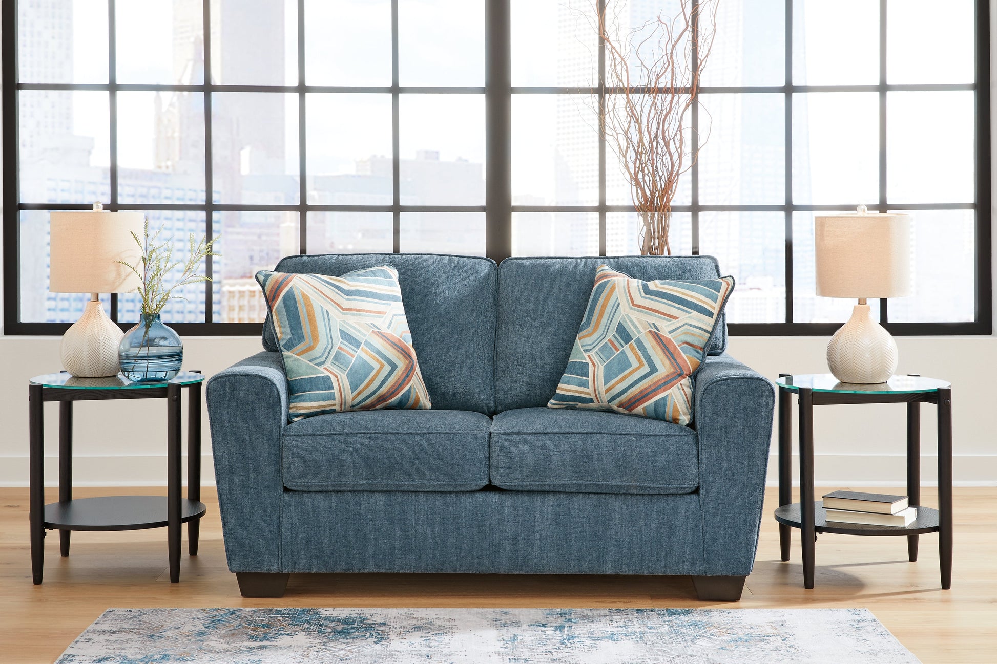 Cashton Blue Loveseat - 4060535 - Luna Furniture - Dallas Store