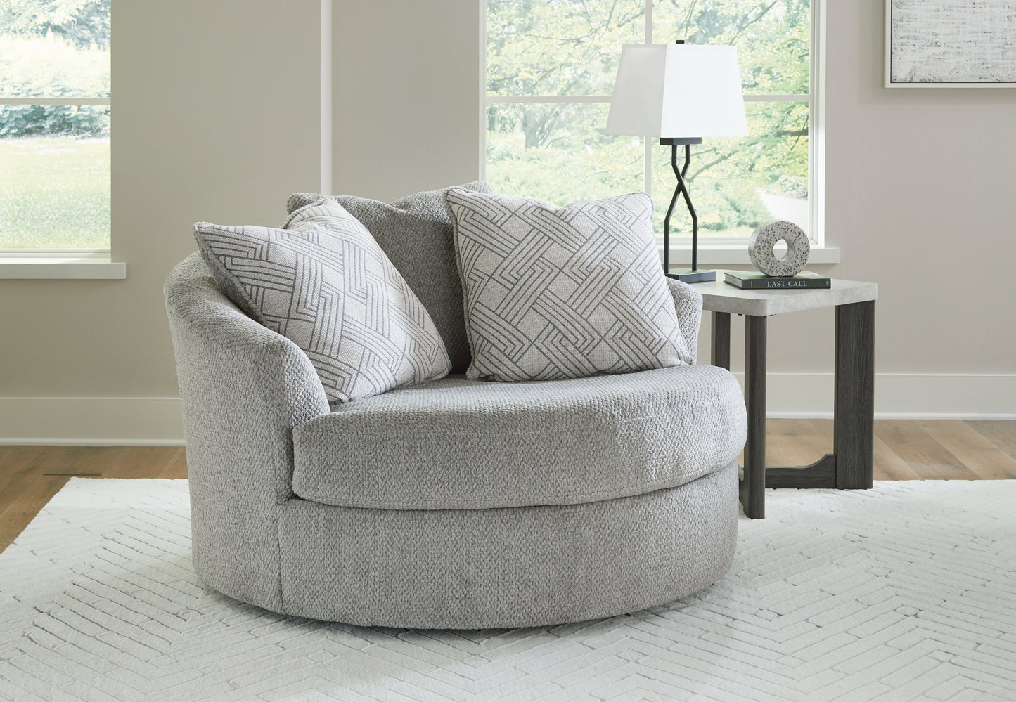 Casselbury Cement Oversized Swivel Accent Chair - 5290621 - Luna Furniture - Dallas Store