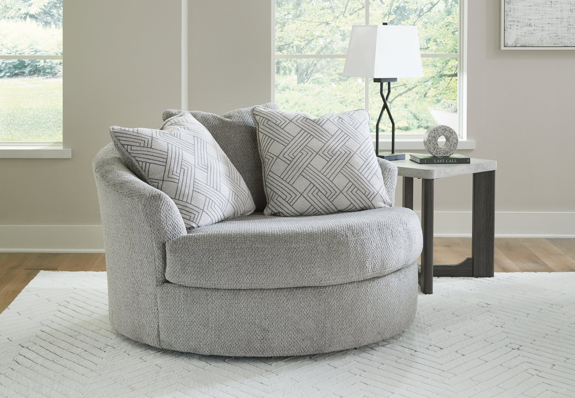 Casselbury Cement Oversized Swivel Accent Chair - 5290621 - Luna Furniture - Dallas Store