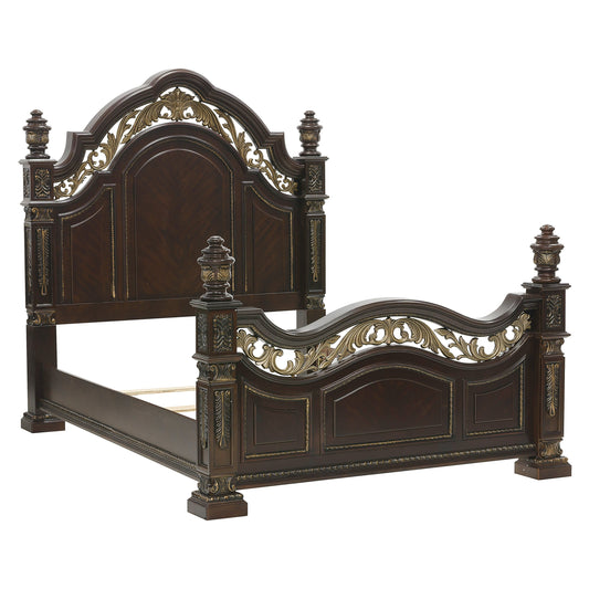 Catalonia Cherry Queen Poster Bed - SET | 1824-1 | 1824-2 | 1824-3 | 1824-1P | 1824-2P - Luna Furniture - Dallas Store