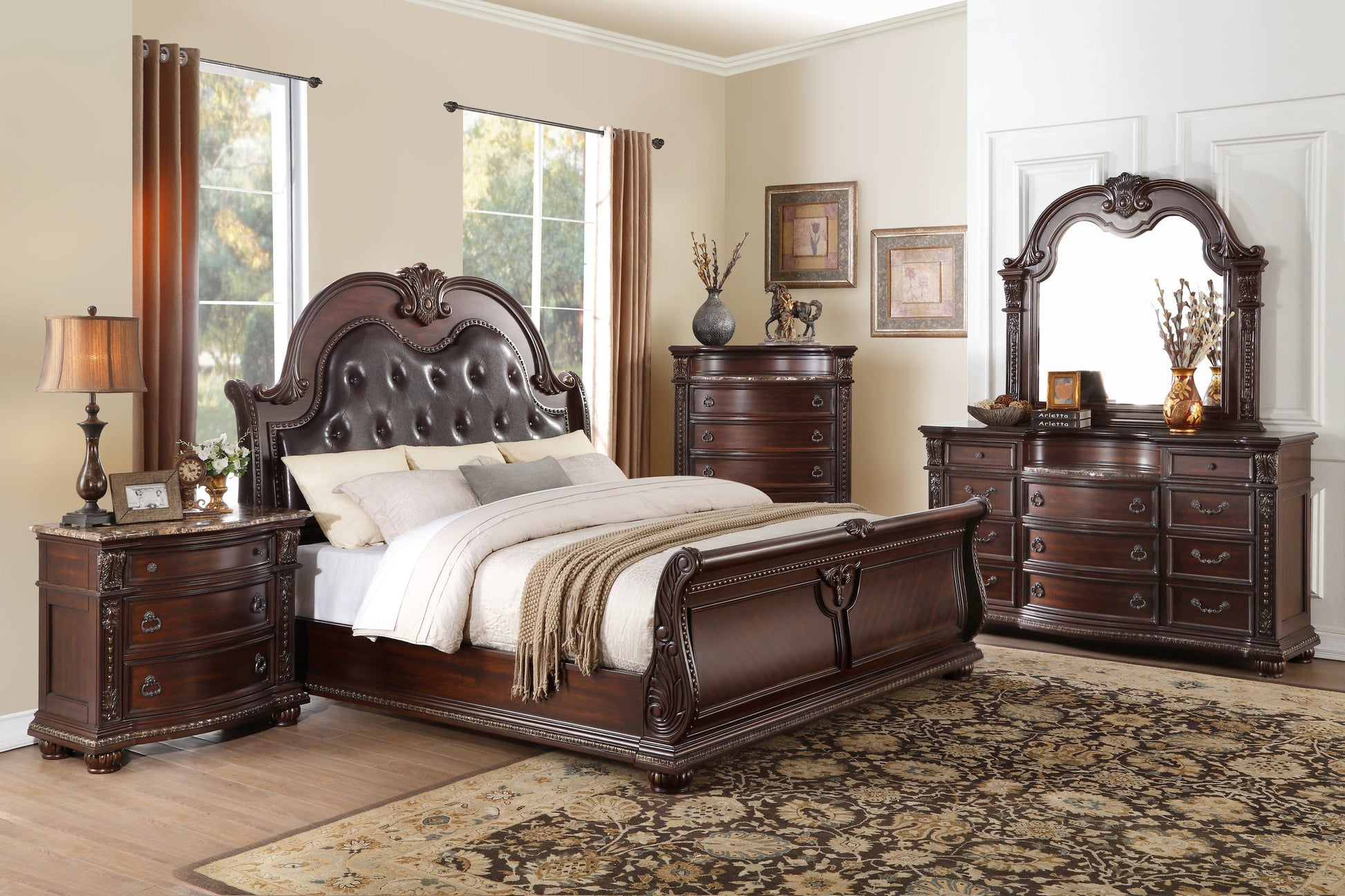 Cavalier Dark Cherry Mirror (Mirror Only) - 1757-6 - Luna Furniture - Dallas Store