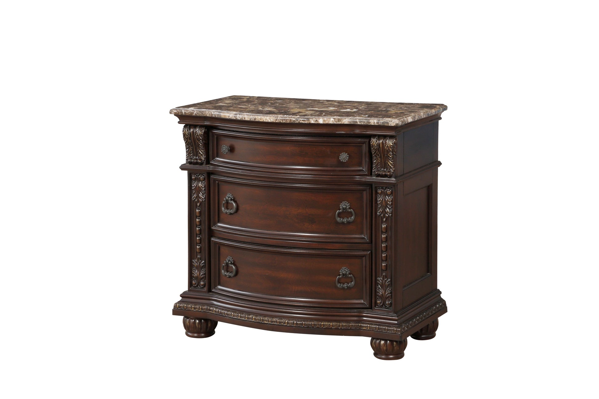 Cavalier Dark Cherry Upholstered Sleigh Bedroom Set - SET | 1757-1 | 1757-2 | 1757-3 | 1757-1P | 1757-4 | 1757-9 - Luna Furniture - Dallas Store