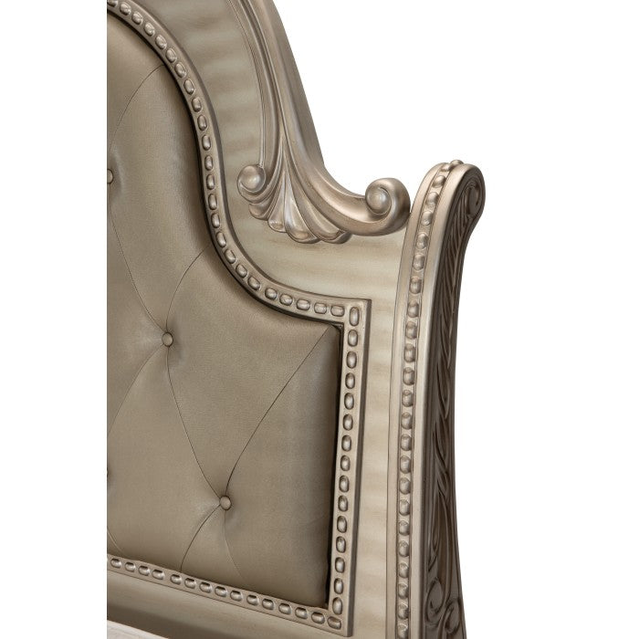 Cavalier Silver King Upholstered Sleigh Bed - SET | 1757SVK-1 | 1757SVK-2 | 1757SV-3 | 1757SV-1P - Luna Furniture - Dallas Store