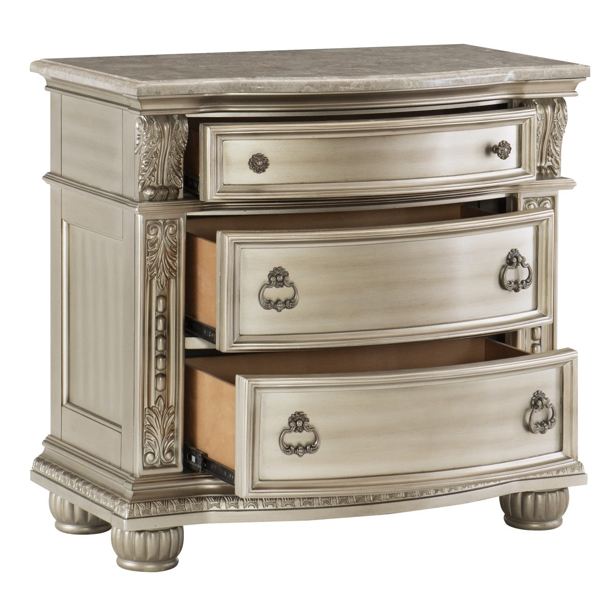 Cavalier Silver Nightstand - 1757SV-4 - Luna Furniture - Dallas Store