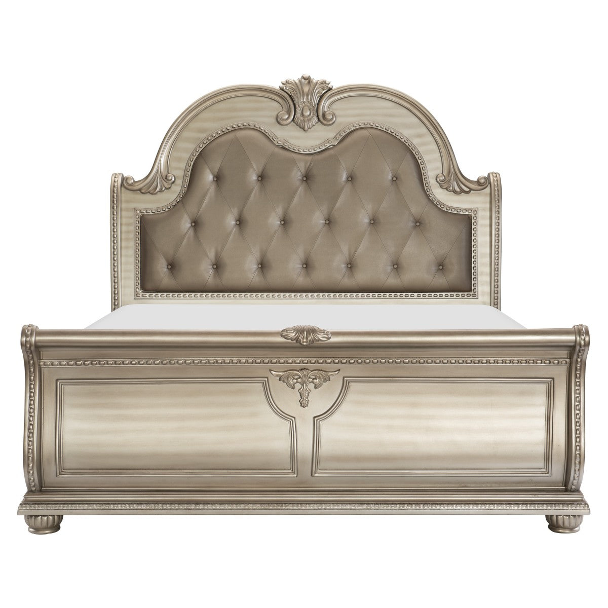 Cavalier Silver Queen Upholstered Sleigh Bed - SET | 1757SV-1 | 1757SV-2 | 1757SV-3 | 1757SV-1P - Luna Furniture - Dallas Store