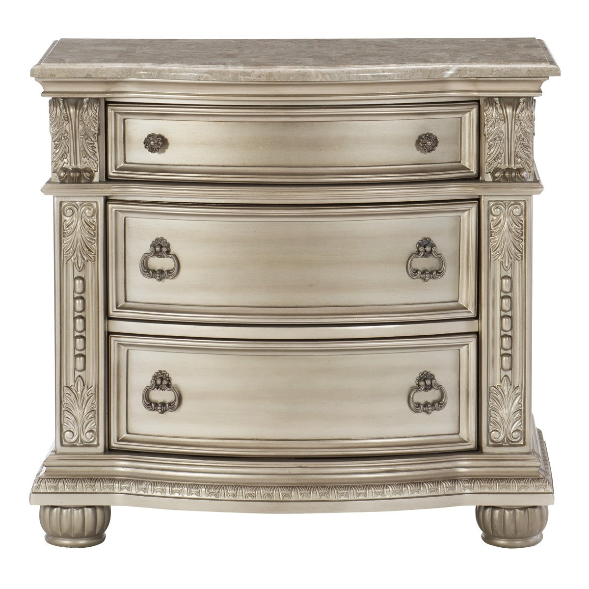 Cavalier Silver Upholstered Sleigh Bedroom Set - SET | 1757SVK-1 | 1757SVK-2 | 1757SV-3 | 1757SV-1P | 1757SV-5 | 1757SV-6 | 1757SV-4 - Luna Furniture - Dallas Store