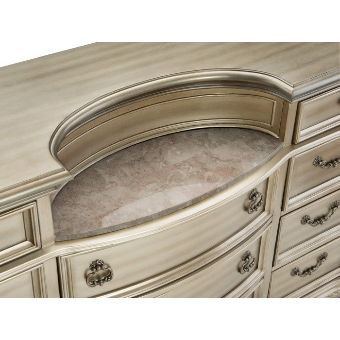 Cavalier Silver Upholstered Sleigh Bedroom Set - SET | 1757SVK-1 | 1757SVK-2 | 1757SV-3 | 1757SV-1P | 1757SV-5 | 1757SV-6 | 1757SV-4 - Luna Furniture - Dallas Store