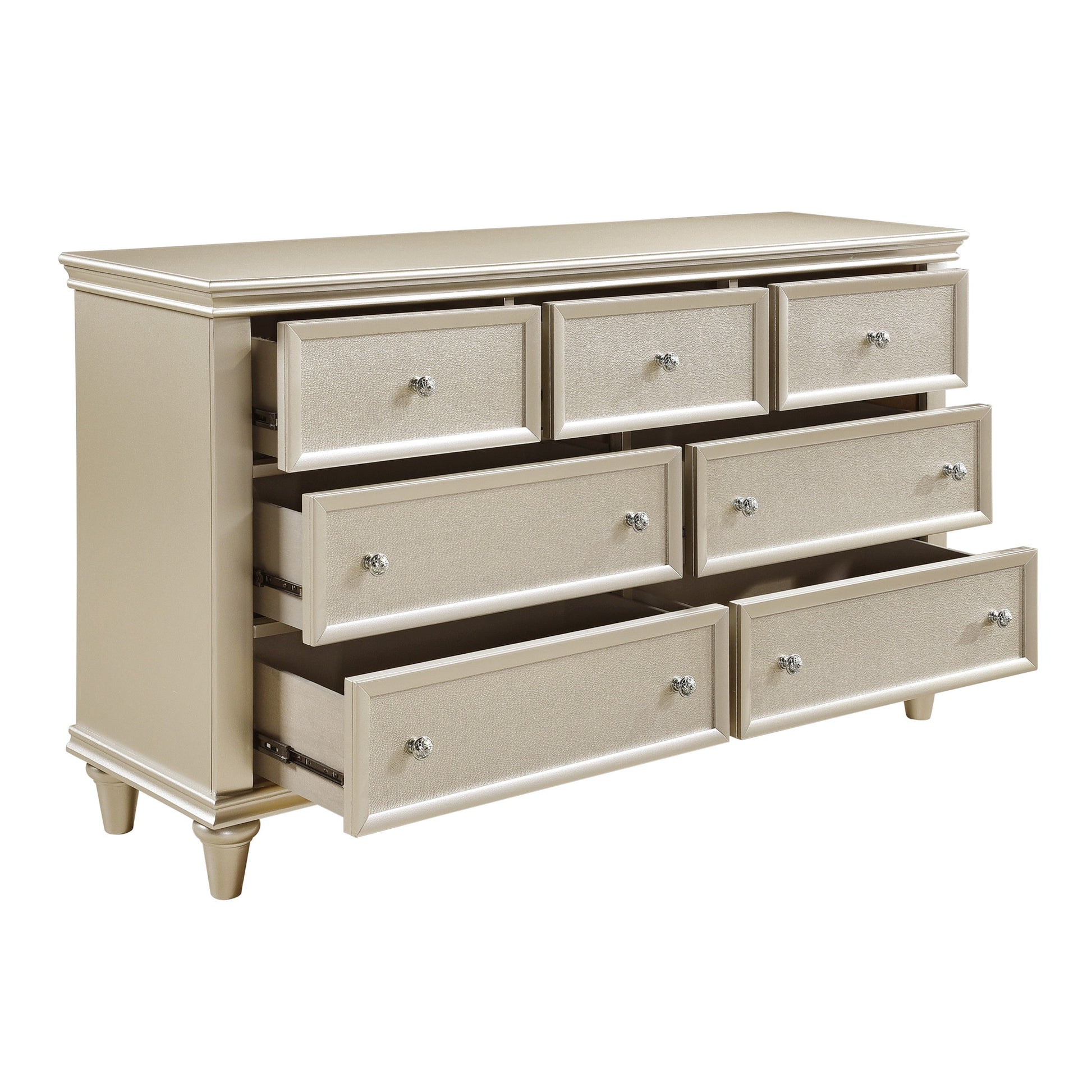Celandine Silver Upholstered Panel Bedroom Set - SET | 1928-3 | 1928-5 | 1928-6 | 1928-4 | 1928-9 | 1928K-1 | 1928K-2 - Luna Furniture - Dallas Store
