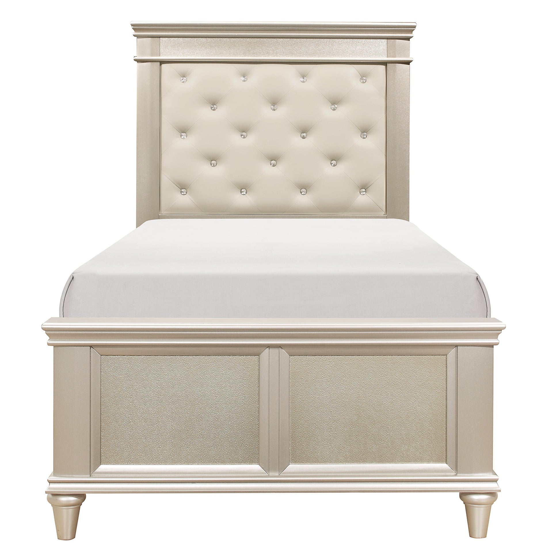 Celandine Silver Upholstered Panel Youth Bedroom Set - SET | 1928-5 | 1928-6 | 1928-4 | 1928-9 | 1928F-1 | 1928F-2 | 1928F-3 - Luna Furniture - Dallas Store