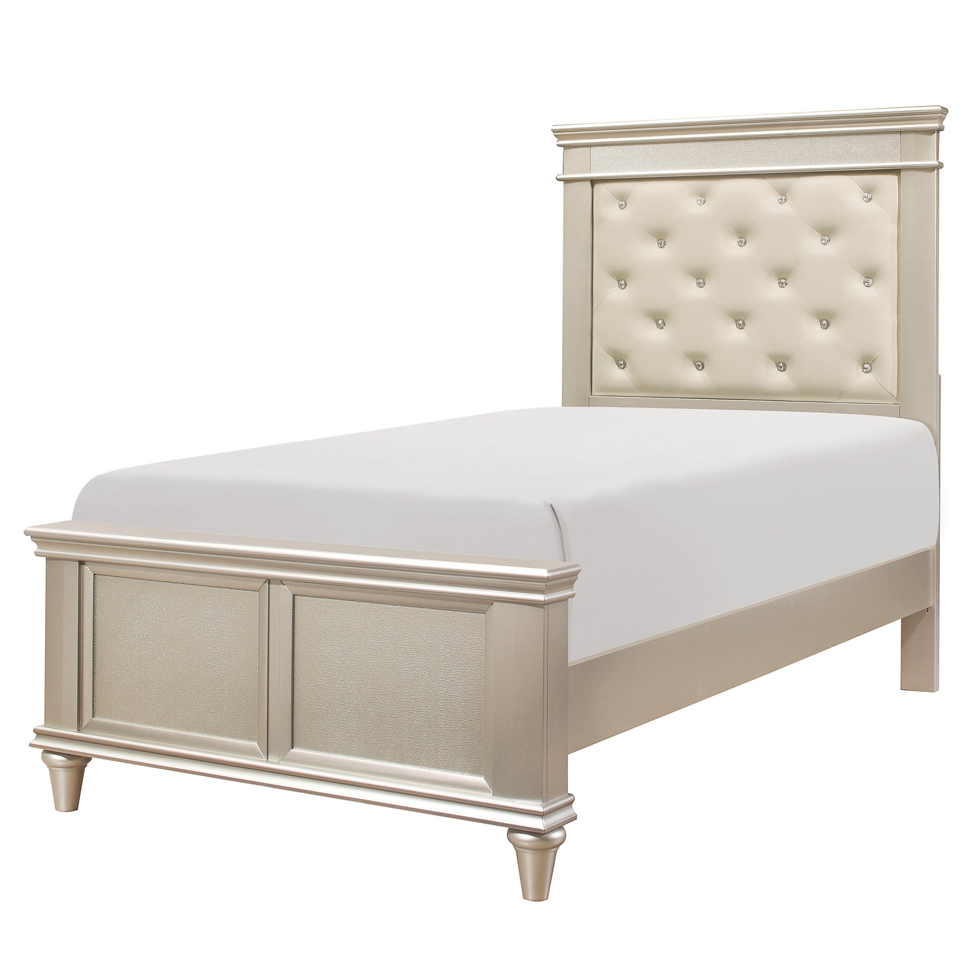 Celandine Silver Upholstered Panel Youth Bedroom Set - SET | 1928-5 | 1928-6 | 1928-4 | 1928-9 | 1928F-1 | 1928F-2 | 1928F-3 - Luna Furniture - Dallas Store