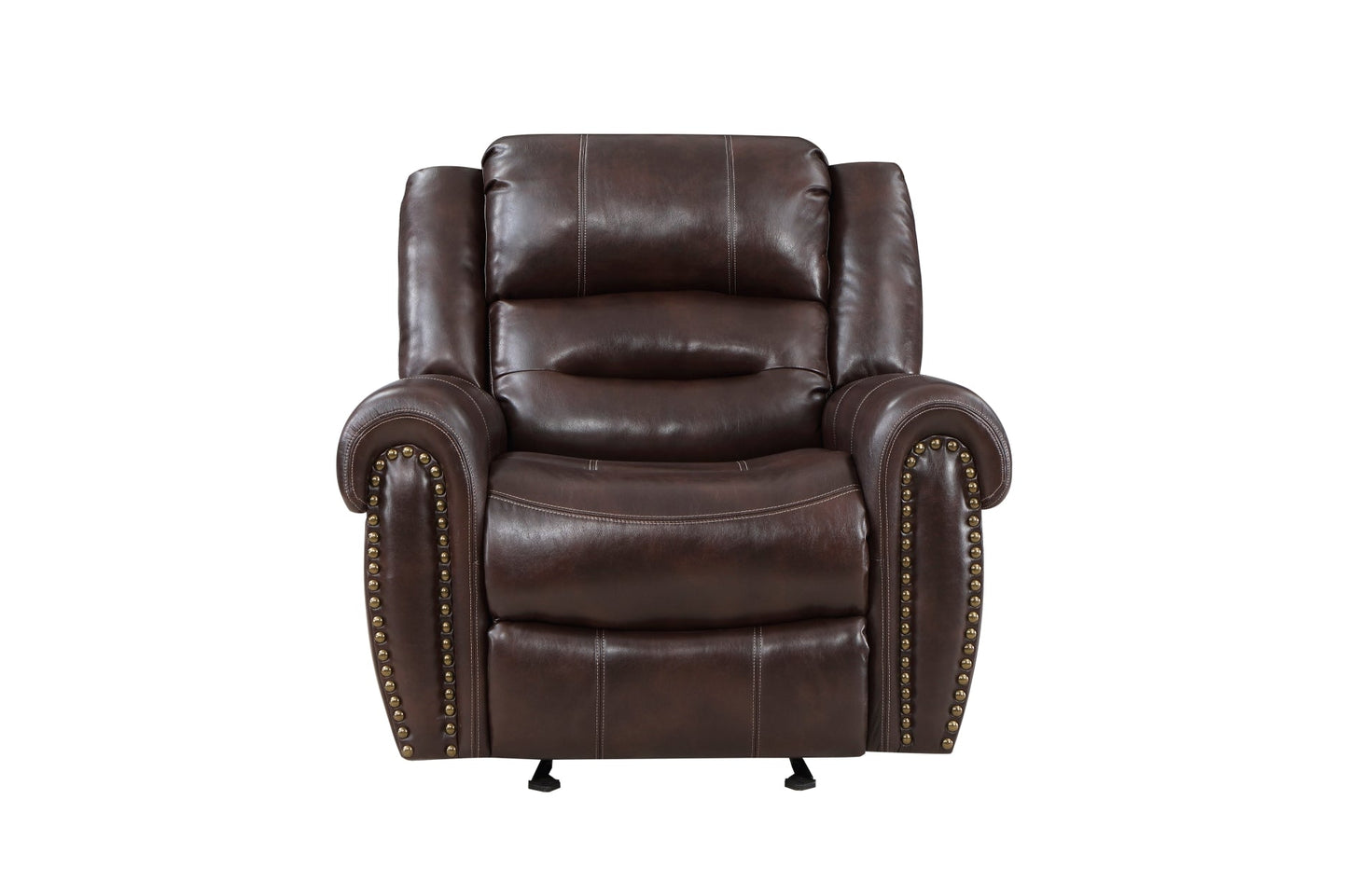 Center Hill Brown Bonded Leather Reclining Living Room Set - SET | 9668NBR-3 | 9668NBR-2 | 9668NBR-1 - Luna Furniture - Dallas Store
