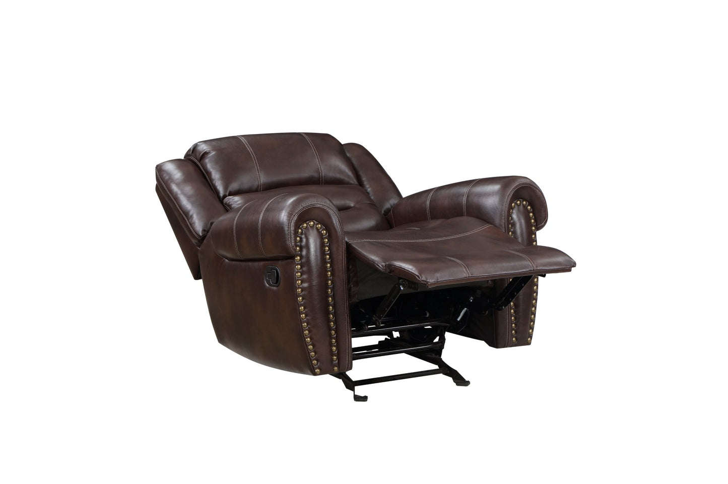 Center Hill Brown Bonded Leather Reclining Living Room Set - SET | 9668NBR-3 | 9668NBR-2 | 9668NBR-1 - Luna Furniture - Dallas Store