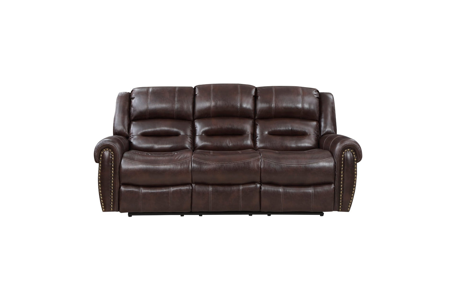 Center Hill Brown Bonded Leather Reclining Living Room Set - SET | 9668NBR-3 | 9668NBR-2 | 9668NBR-1 - Luna Furniture - Dallas Store