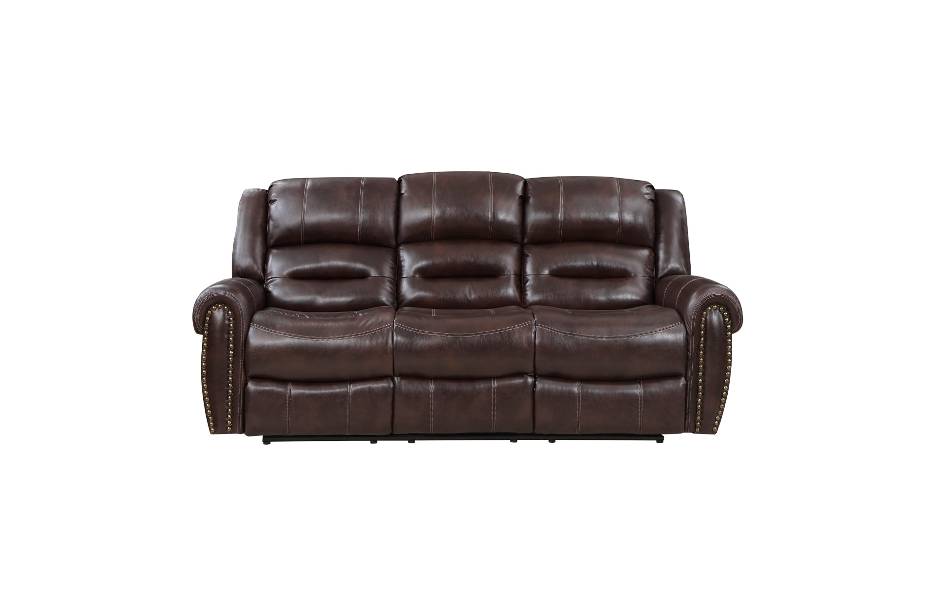 Center Hill Brown Bonded Leather Reclining Living Room Set - SET | 9668NBR-3 | 9668NBR-2 | 9668NBR-1 - Luna Furniture - Dallas Store