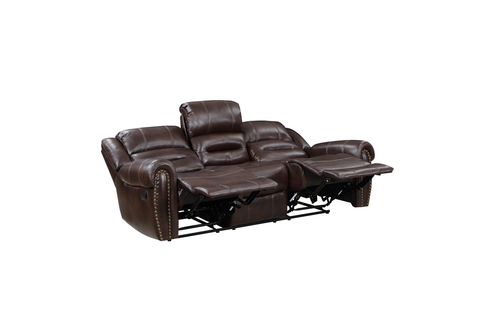Center Hill Brown Bonded Leather Reclining Living Room Set - SET | 9668NBR-3 | 9668NBR-2 | 9668NBR-1 - Luna Furniture - Dallas Store