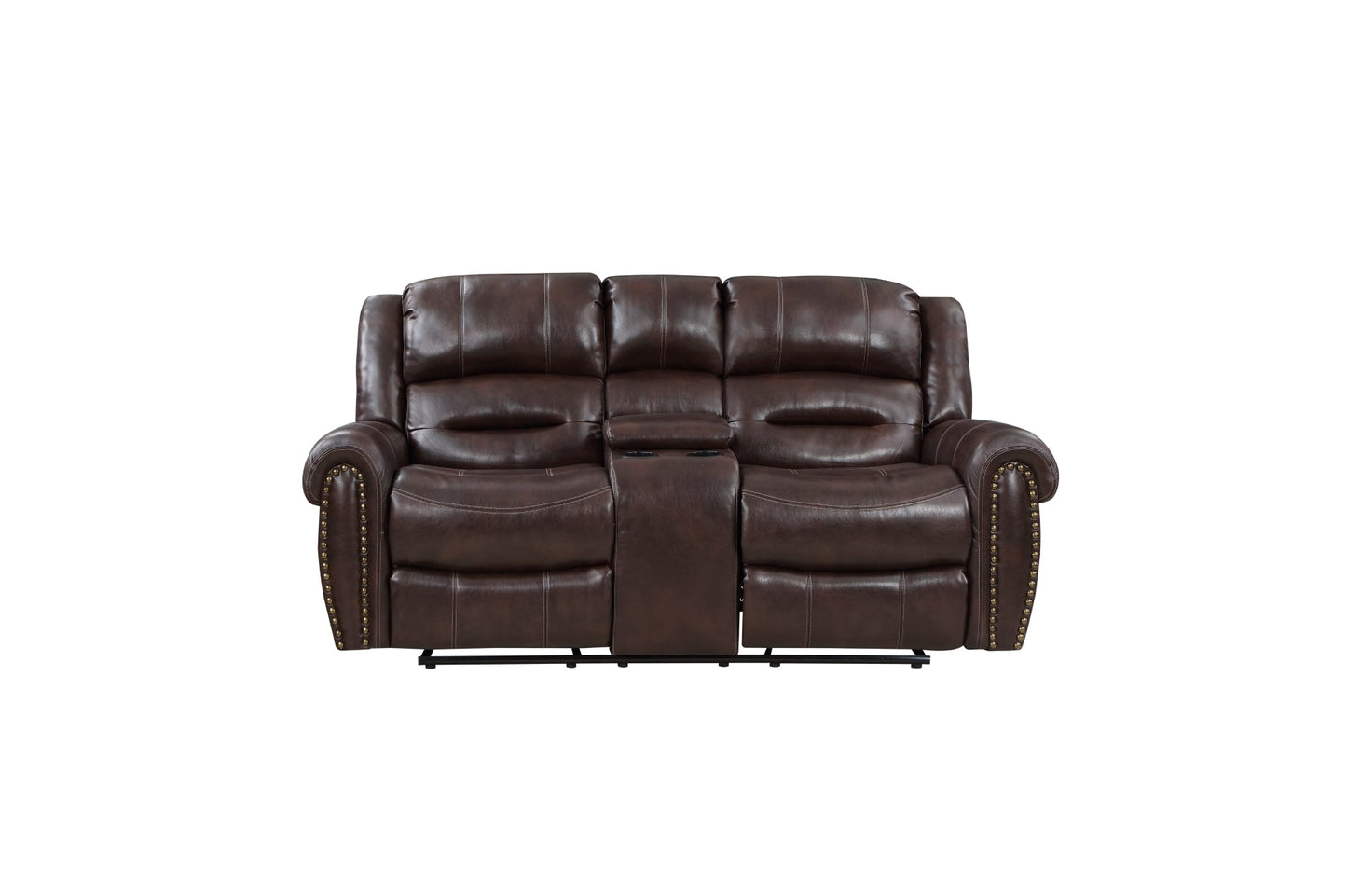 Center Hill Brown Bonded Leather Reclining Living Room Set - SET | 9668NBR-3 | 9668NBR-2 | 9668NBR-1 - Luna Furniture - Dallas Store