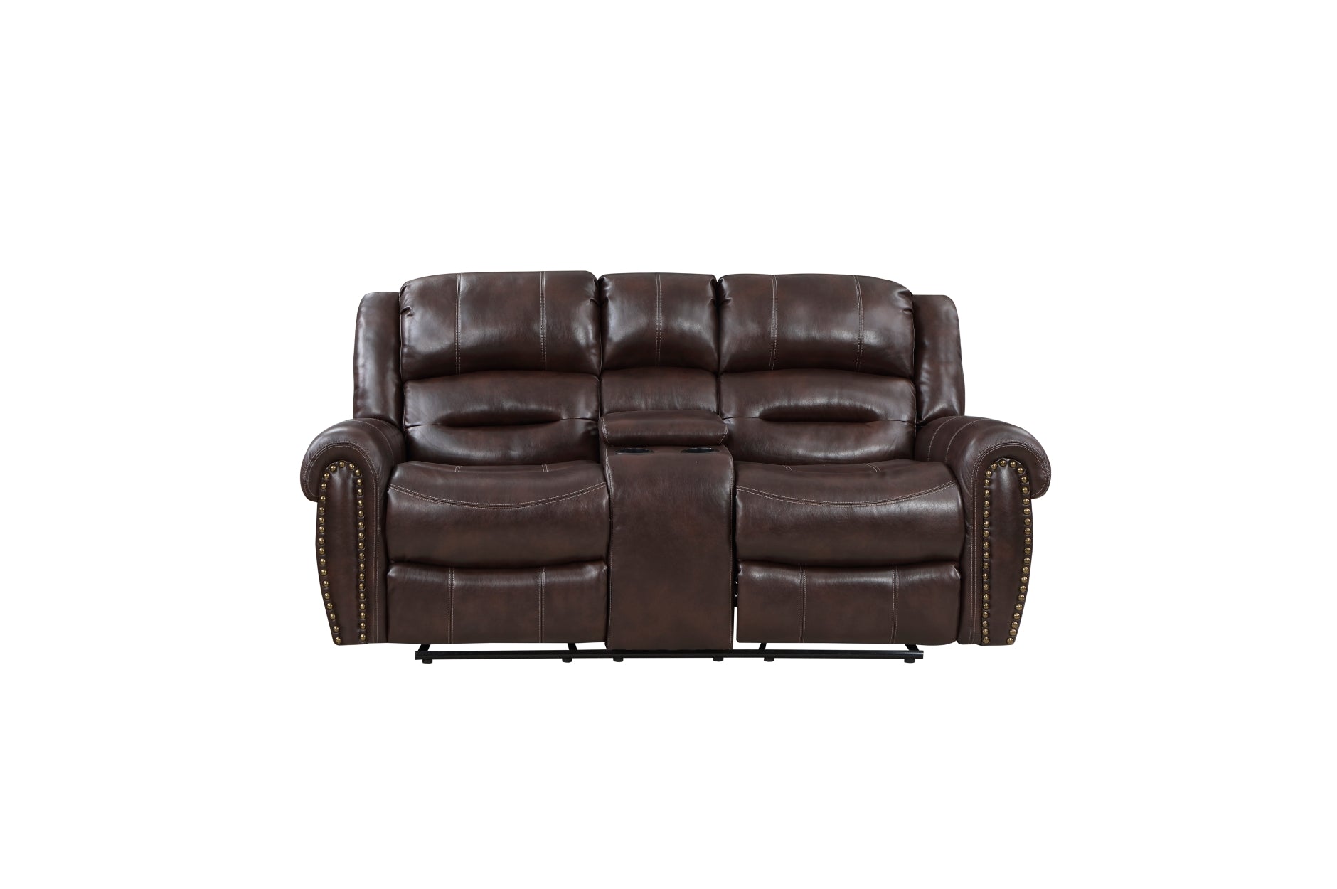 Center Hill Brown Bonded Leather Reclining Living Room Set - SET | 9668NBR-3 | 9668NBR-2 | 9668NBR-1 - Luna Furniture - Dallas Store