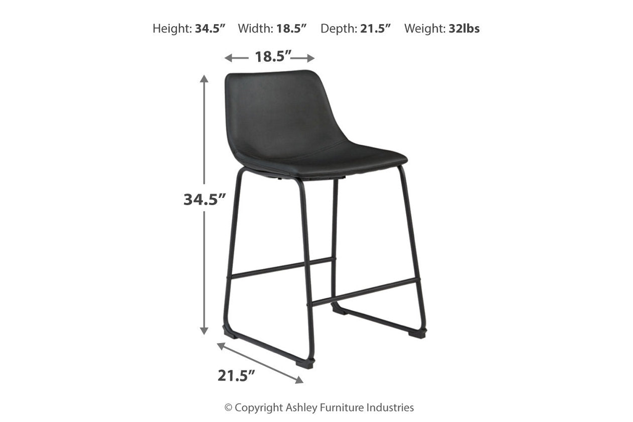 Centiar Black Counter Height Barstool, Set of 2 - D372-624 - Luna Furniture - Dallas Store