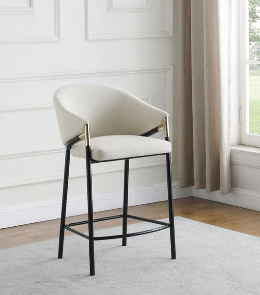 Chadwick Beige/Glossy Black Sloped Arm Counter Height Stools, Set of 2 - 183436 - Luna Furniture - Dallas Store