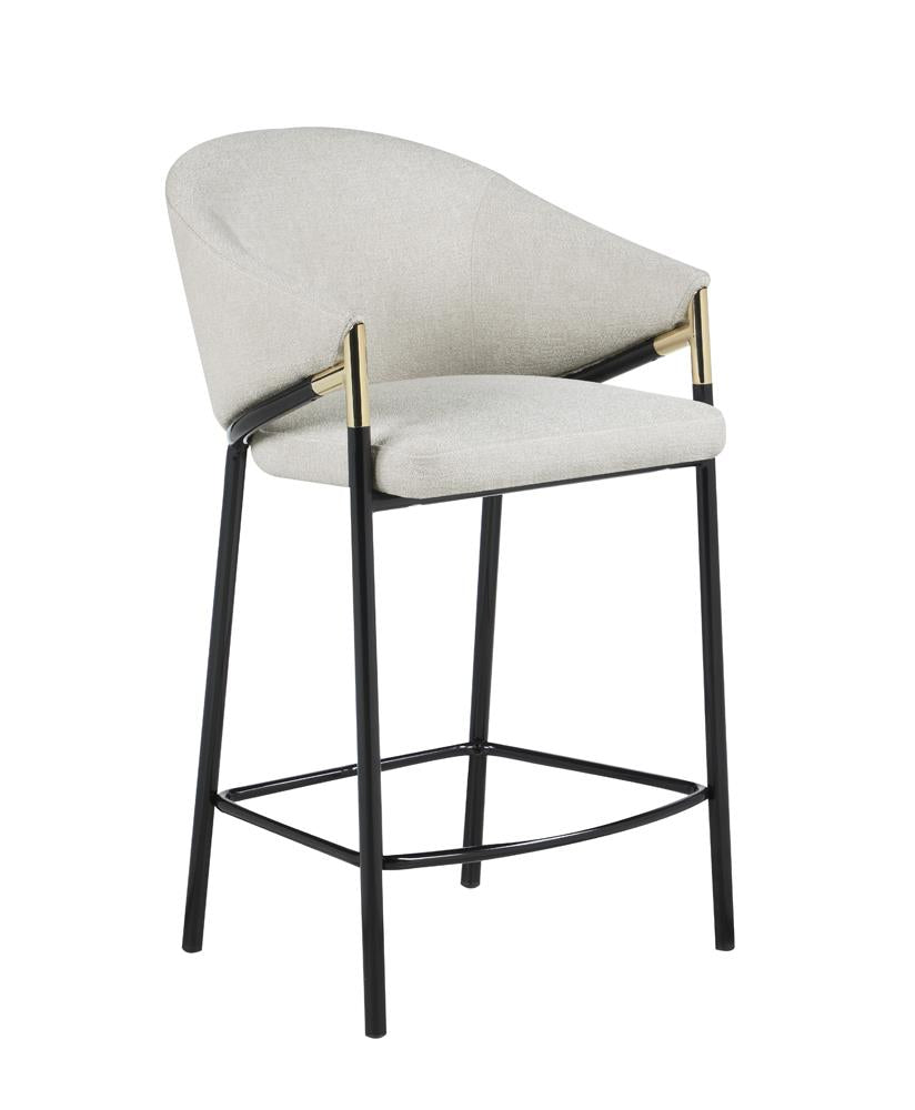 Chadwick Beige/Glossy Black Sloped Arm Counter Height Stools, Set of 2 - 183436 - Luna Furniture - Dallas Store