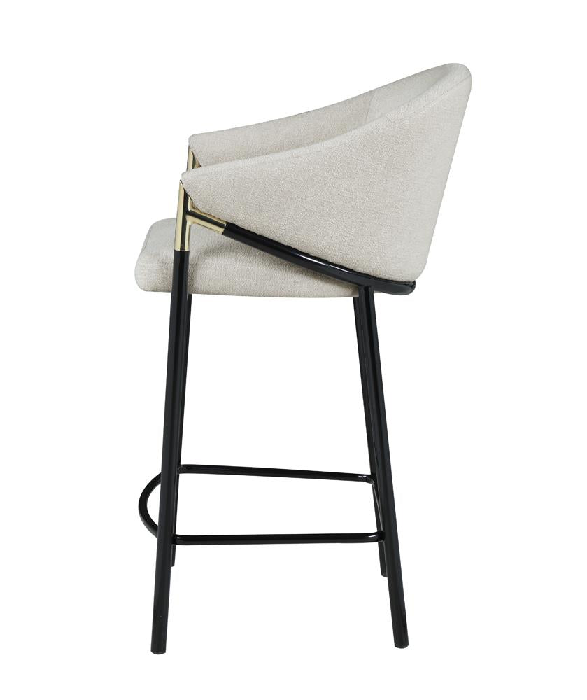 Chadwick Beige/Glossy Black Sloped Arm Counter Height Stools, Set of 2 - 183436 - Luna Furniture - Dallas Store