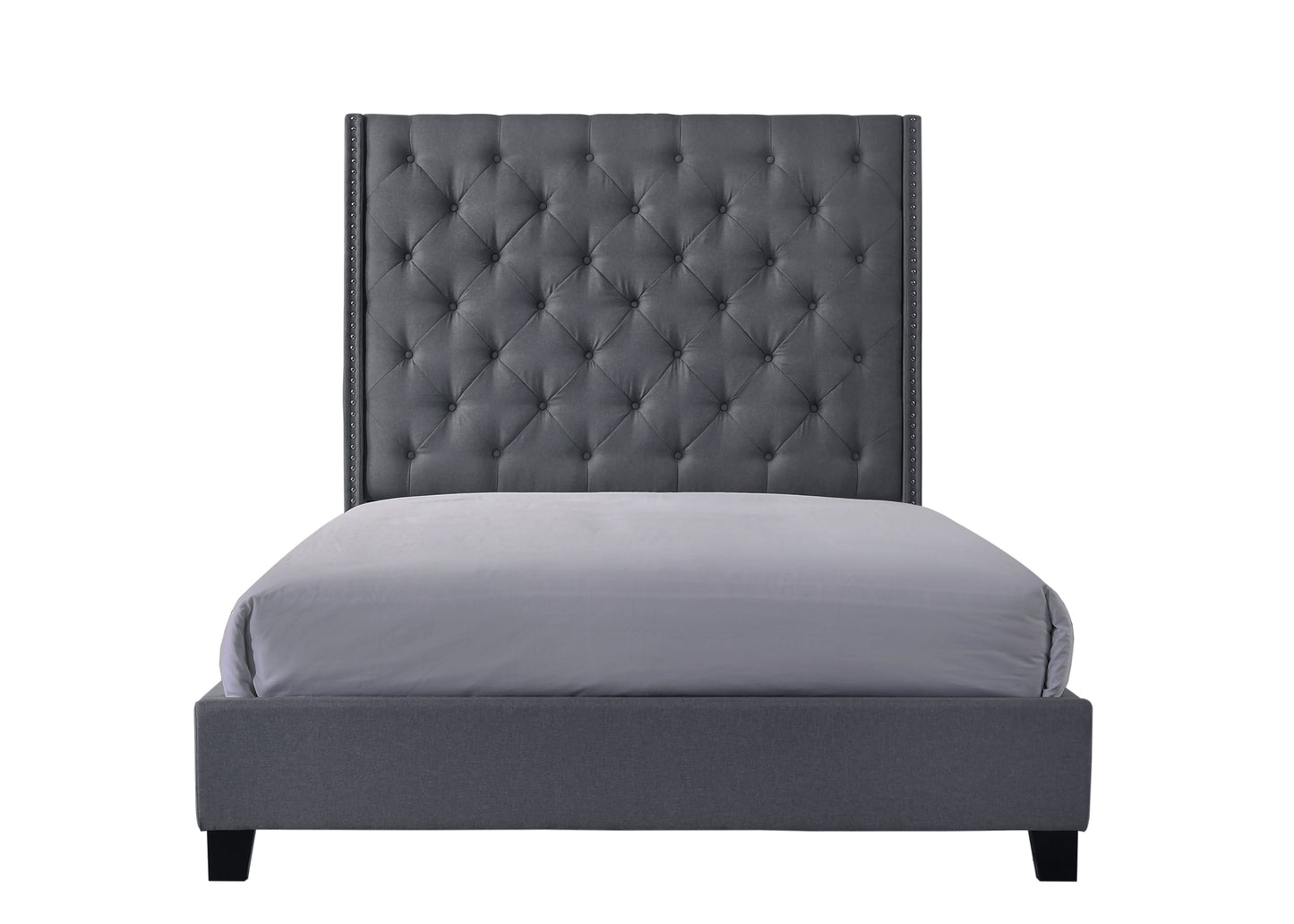 Chantilly Gray King Upholstered Bed - SET | 5265GY-K-HB | 5265GY-K-FRW - Luna Furniture - Dallas Store