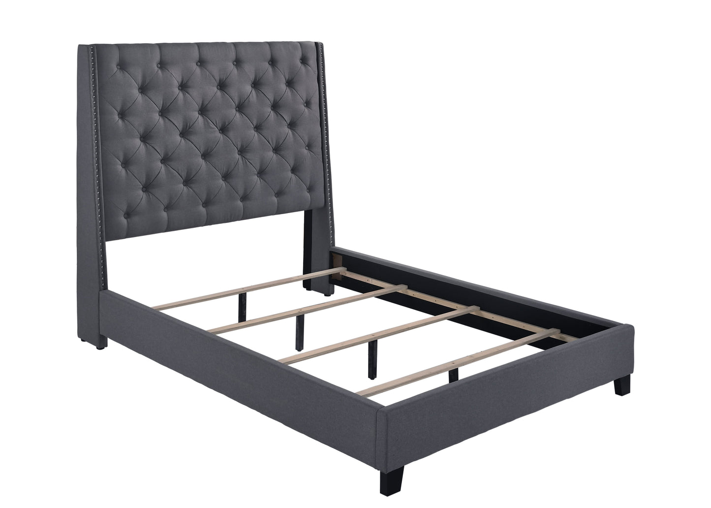Chantilly Gray King Upholstered Bed - SET | 5265GY-K-HB | 5265GY-K-FRW - Luna Furniture - Dallas Store