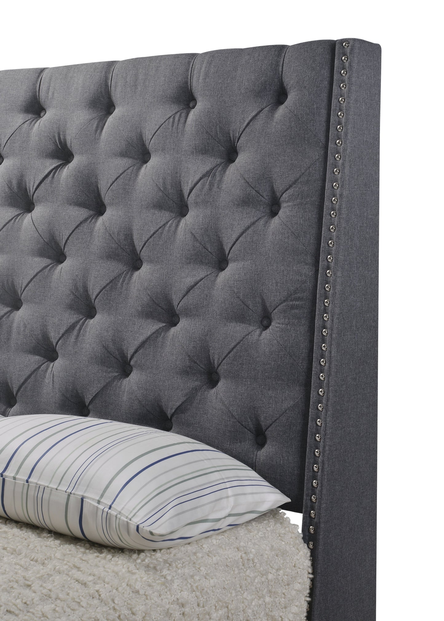 Chantilly Gray King Upholstered Bed - SET | 5265GY-K-HB | 5265GY-K-FRW - Luna Furniture - Dallas Store
