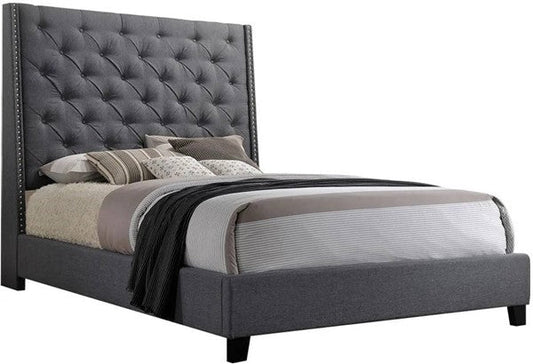 Chantilly Gray Queen Upholstered Bed - SET | 5265GY-Q-HB | 5265GY-Q-FRW - Luna Furniture - Dallas Store