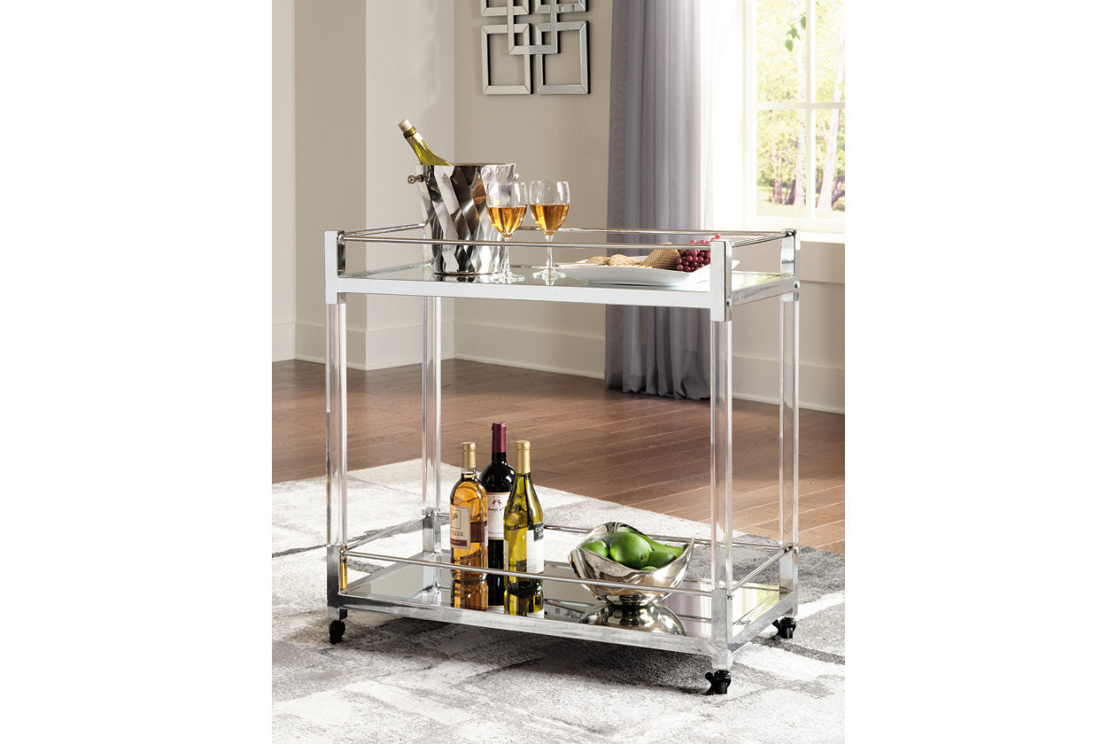 Chaseton Clear/Silver Finish Bar Cart - A4000501 - Luna Furniture - Dallas Store