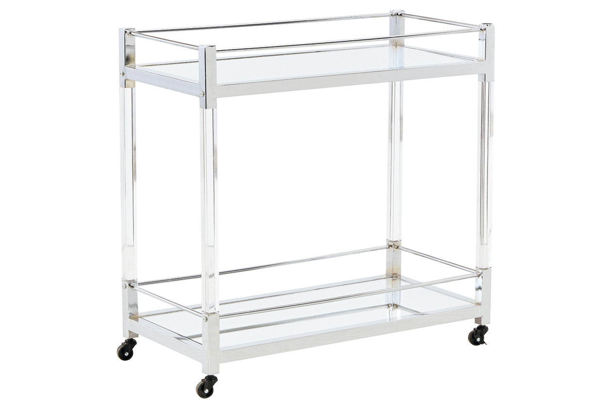 Chaseton Clear/Silver Finish Bar Cart - A4000501 - Luna Furniture - Dallas Store