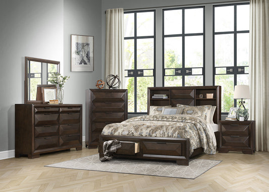 Chesky Bookcase Storage Platform Bedroom Set - SET | 1753K-1 | 1753K-DW | 1753-3 | 1753-4 | 1753-5 | 1753-6 - Luna Furniture - Dallas Store