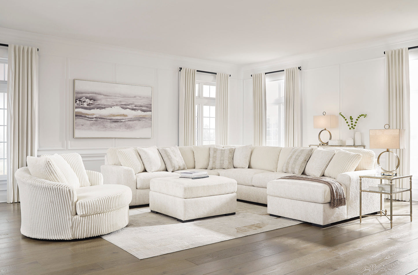 Chessington Ivory 4-Piece RAF Chaise Sectional - SET | 6190417 | 6190434 | 6190466 | 6190477 - Luna Furniture - Dallas Store