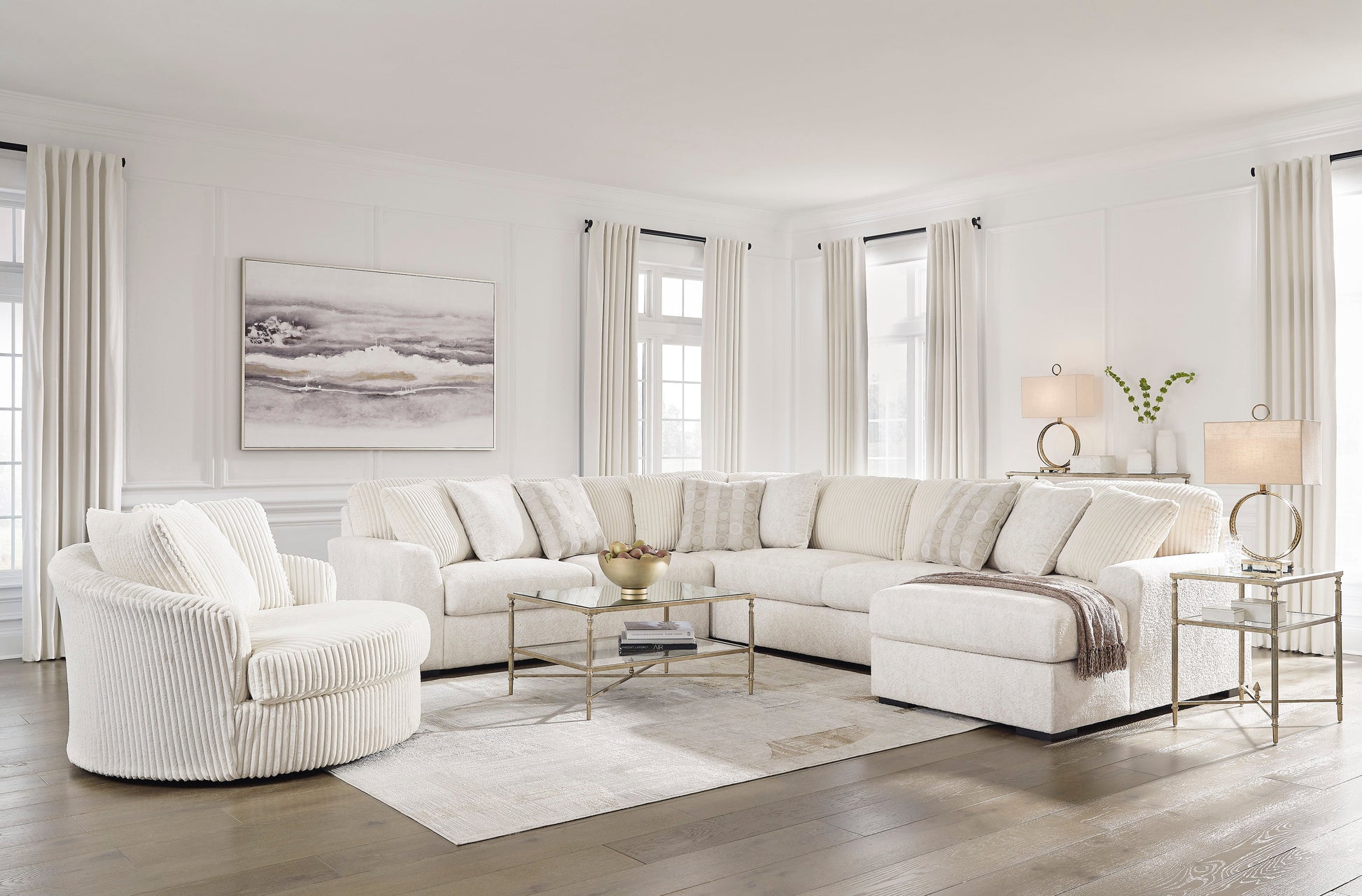 Chessington Ivory 4-Piece RAF Chaise Sectional - SET | 6190417 | 6190434 | 6190466 | 6190477 - Luna Furniture - Dallas Store