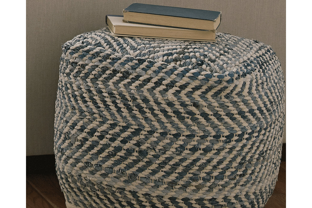 Chevron Blue Pouf - A1000445 - Luna Furniture - Dallas Store