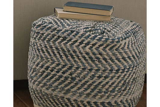 Chevron Blue Pouf - A1000445 - Luna Furniture - Dallas Store