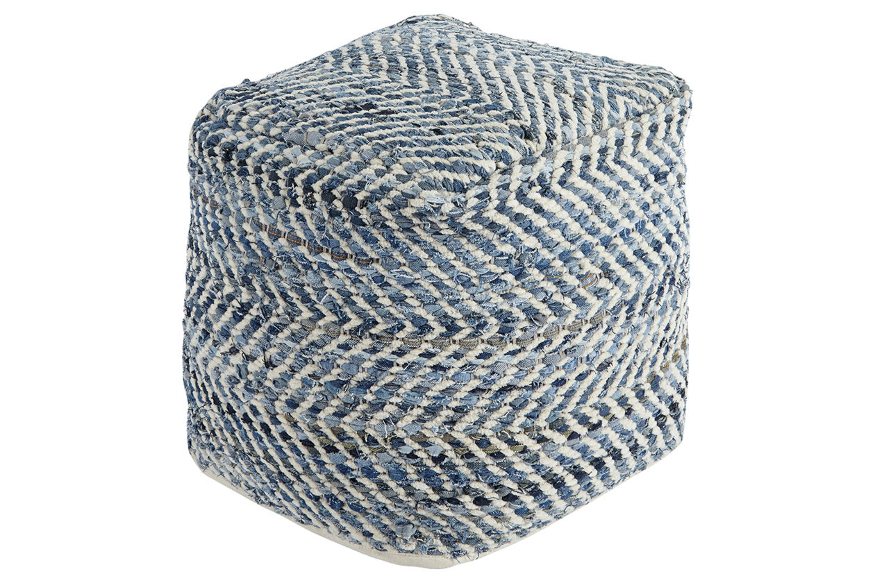 Chevron Blue Pouf - A1000445 - Luna Furniture - Dallas Store