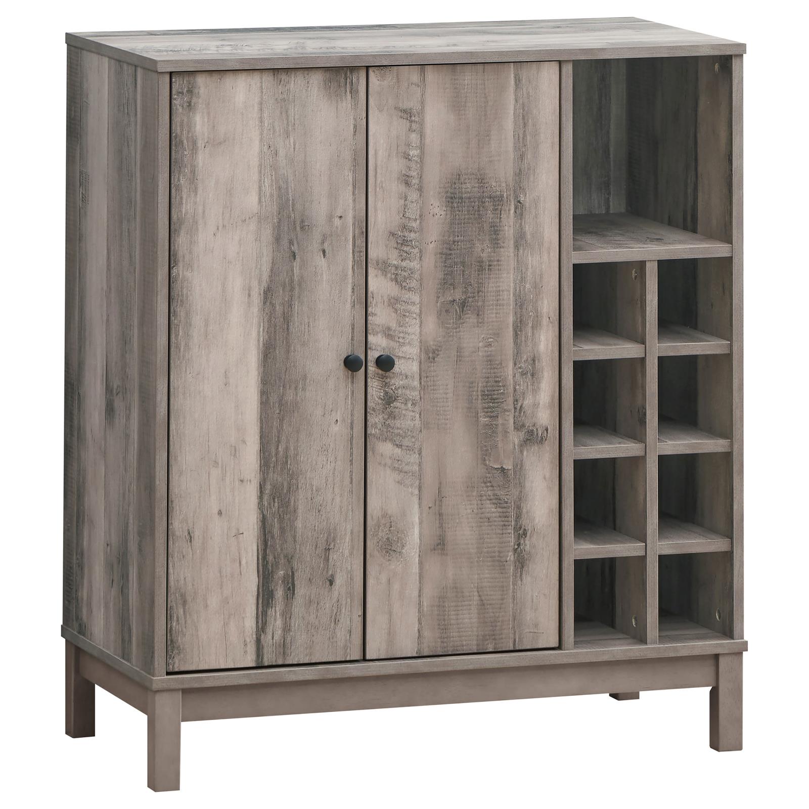 Cheyenne Weathered Acacia 2-Door Wine Cabinet with Stemware Rack - 183600 - Luna Furniture - Dallas Store