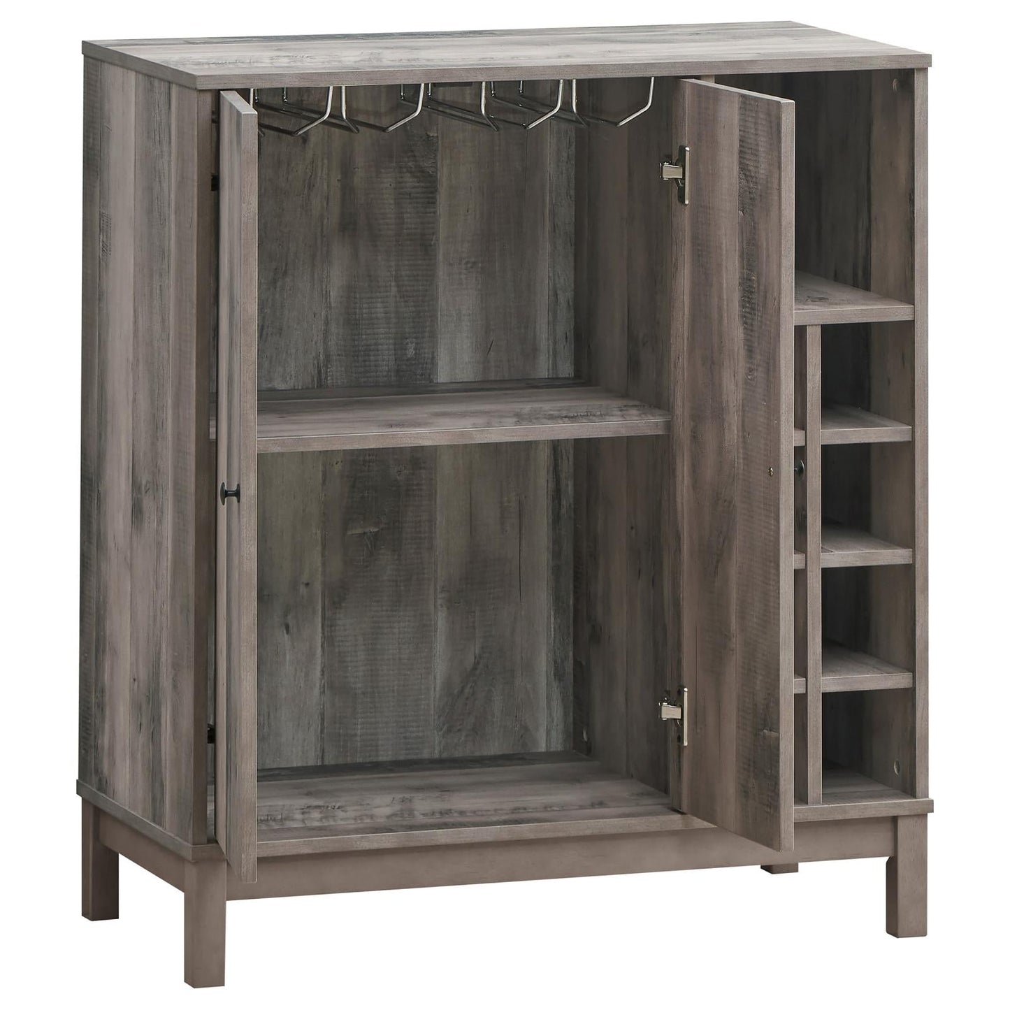 Cheyenne Weathered Acacia 2-Door Wine Cabinet with Stemware Rack - 183600 - Luna Furniture - Dallas Store