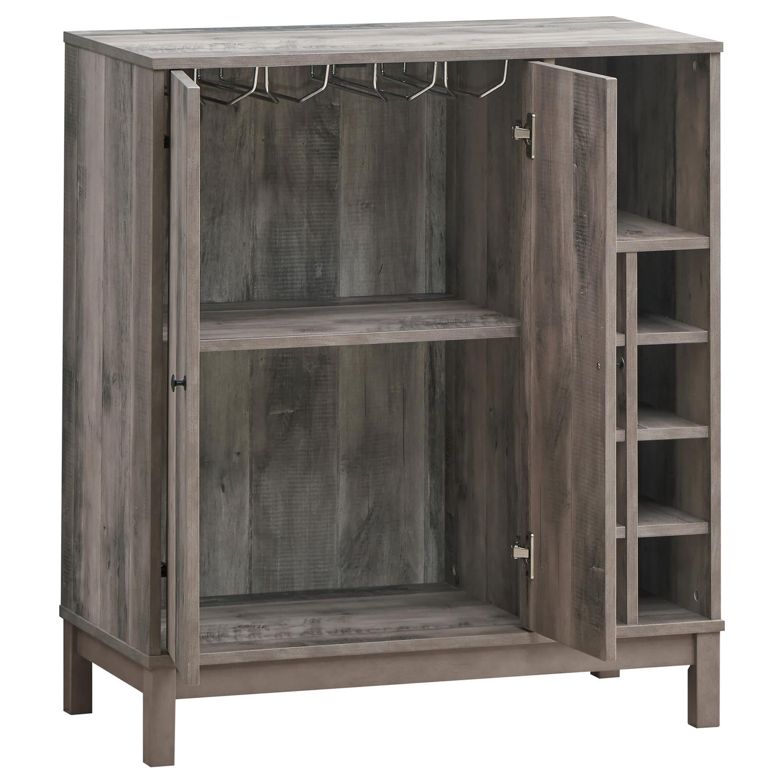 Cheyenne Weathered Acacia 2-Door Wine Cabinet with Stemware Rack - 183600 - Luna Furniture - Dallas Store