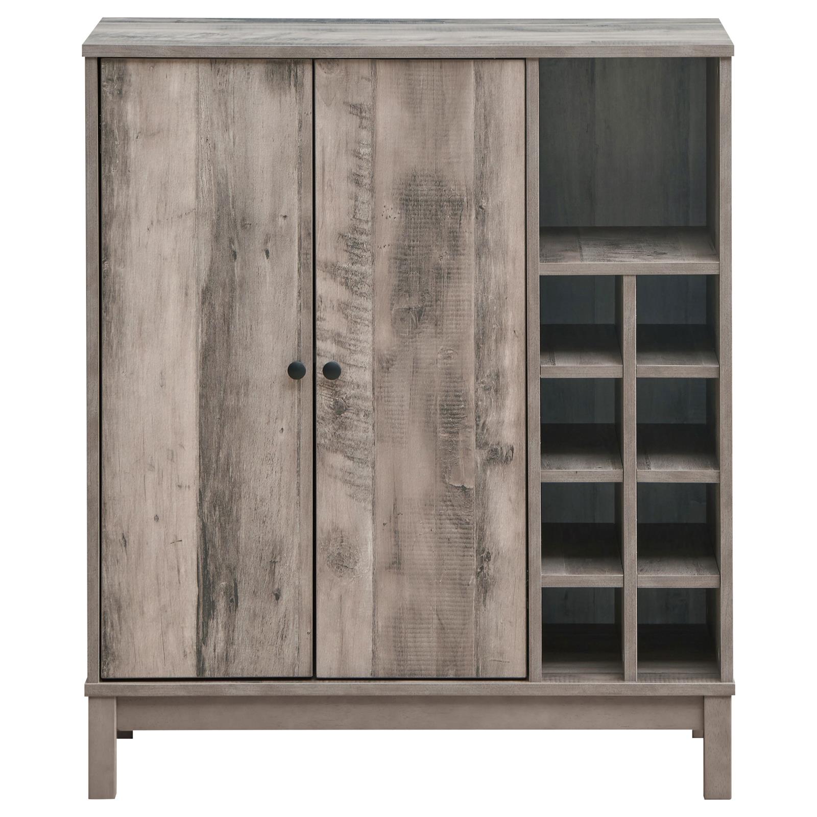 Cheyenne Weathered Acacia 2-Door Wine Cabinet with Stemware Rack - 183600 - Luna Furniture - Dallas Store