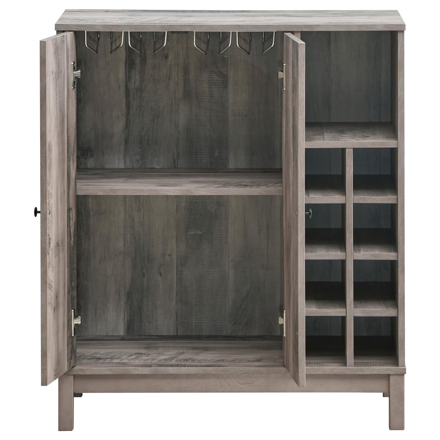 Cheyenne Weathered Acacia 2-Door Wine Cabinet with Stemware Rack - 183600 - Luna Furniture - Dallas Store