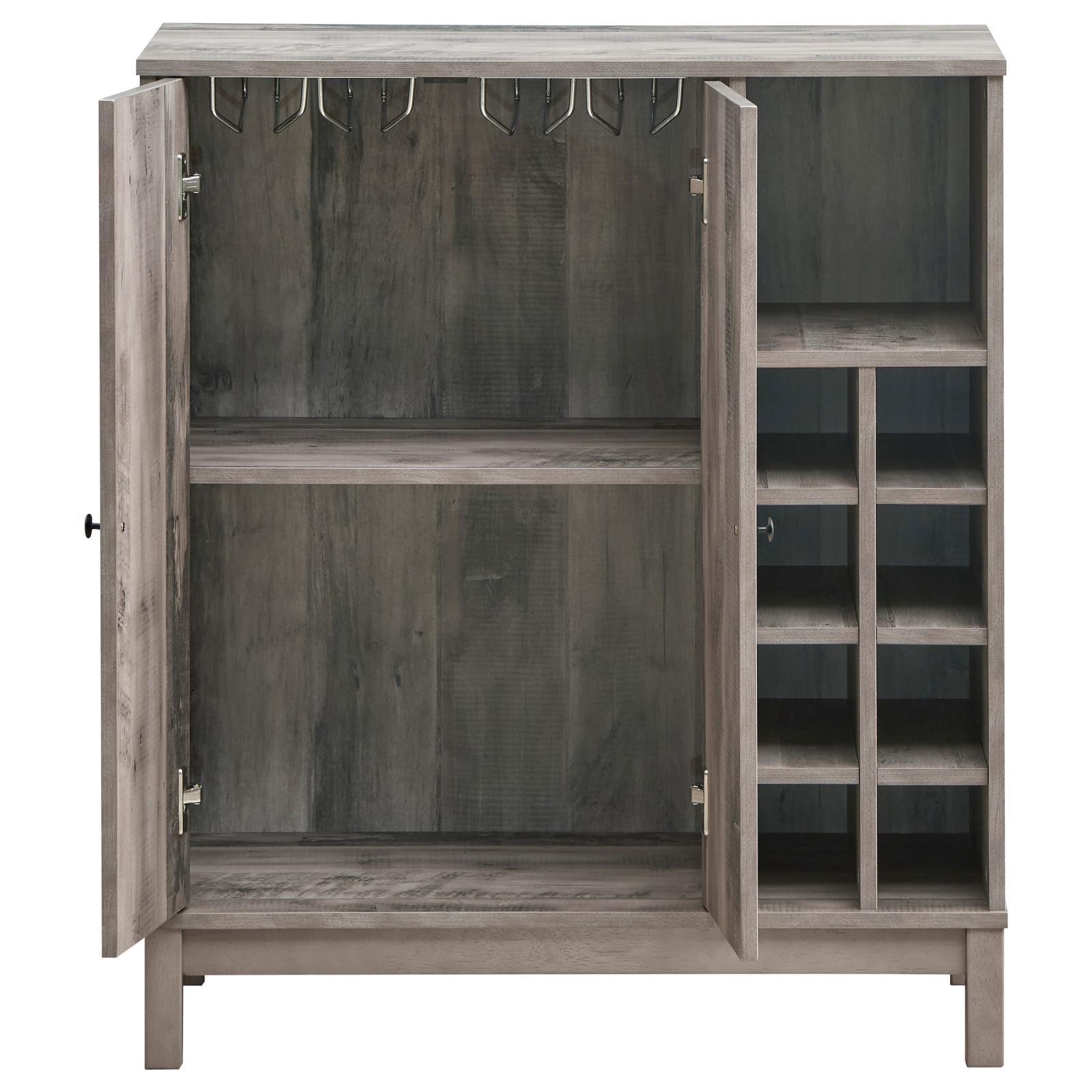 Cheyenne Weathered Acacia 2-Door Wine Cabinet with Stemware Rack - 183600 - Luna Furniture - Dallas Store