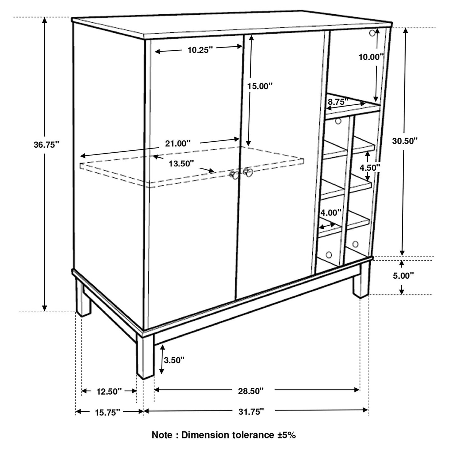 Cheyenne Weathered Acacia 2-Door Wine Cabinet with Stemware Rack - 183600 - Luna Furniture - Dallas Store