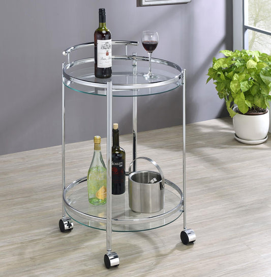 Chrissy Chrome Round Glass Bar Cart - 181367 - Luna Furniture - Dallas Store