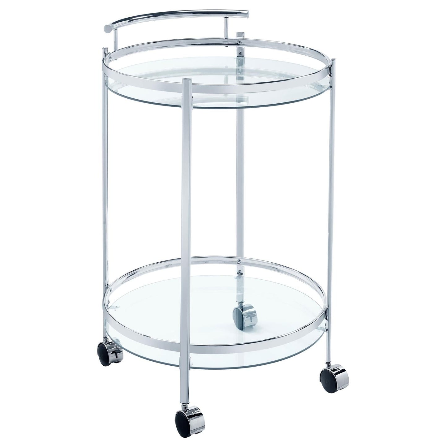 Chrissy Chrome Round Glass Bar Cart - 181367 - Luna Furniture - Dallas Store
