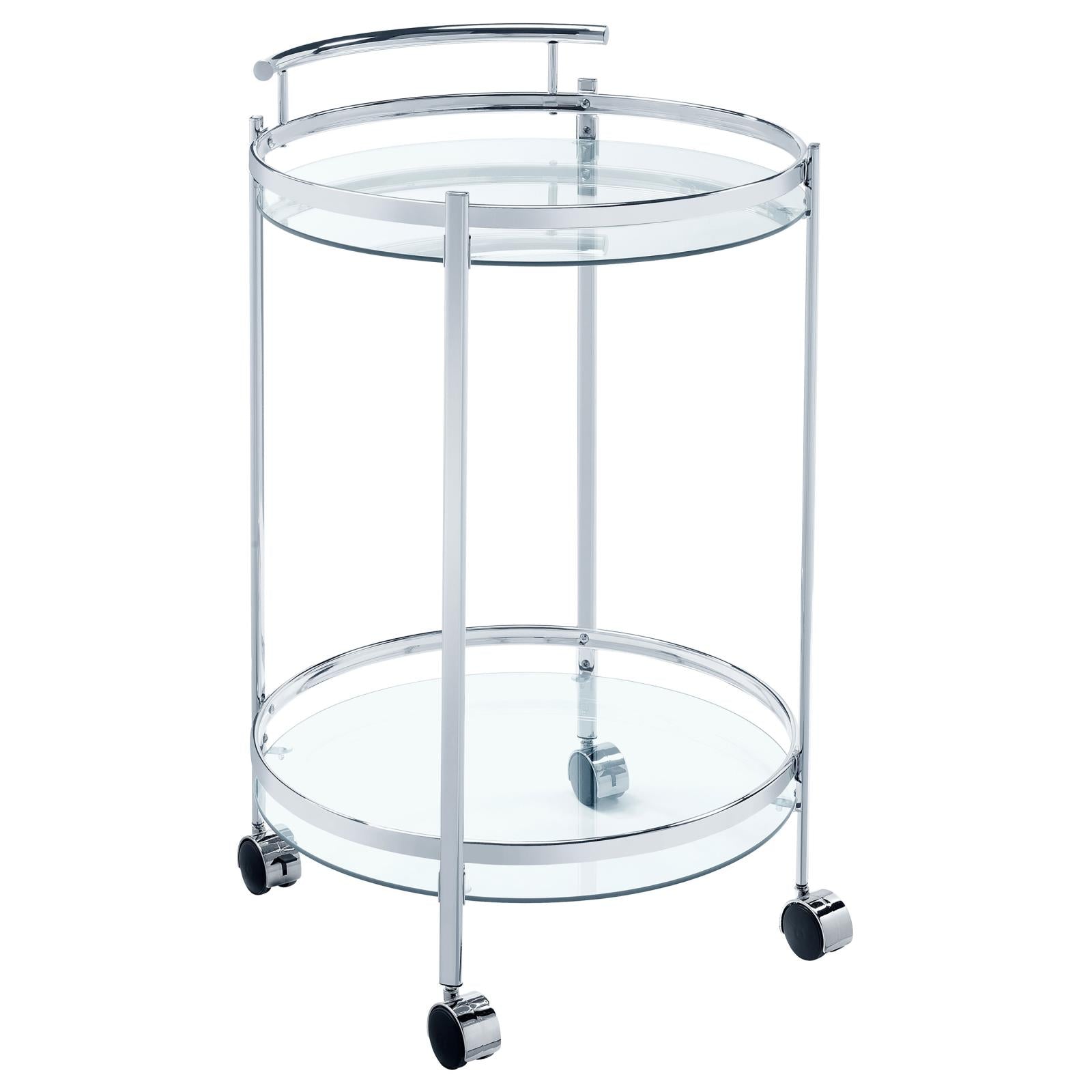 Chrissy Chrome Round Glass Bar Cart - 181367 - Luna Furniture - Dallas Store