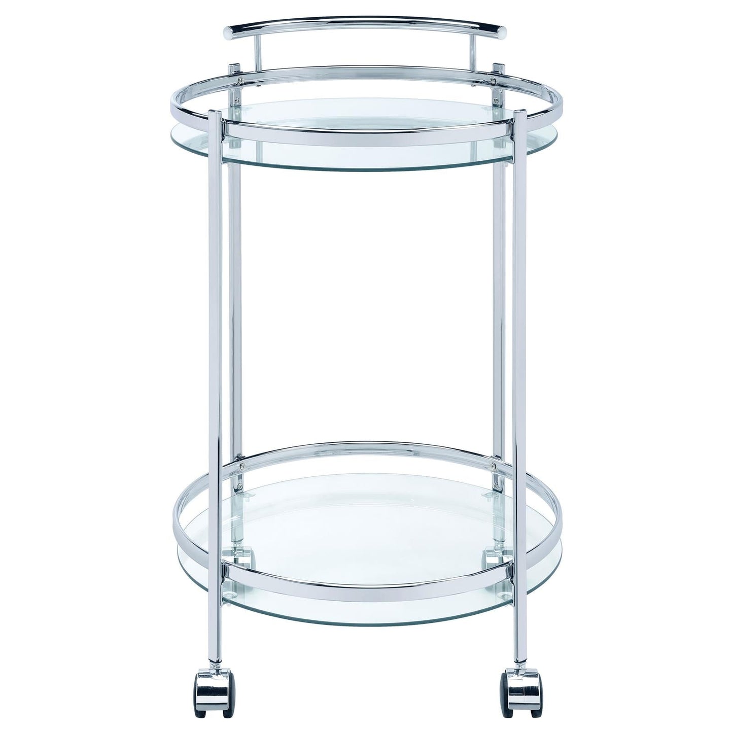 Chrissy Chrome Round Glass Bar Cart - 181367 - Luna Furniture - Dallas Store