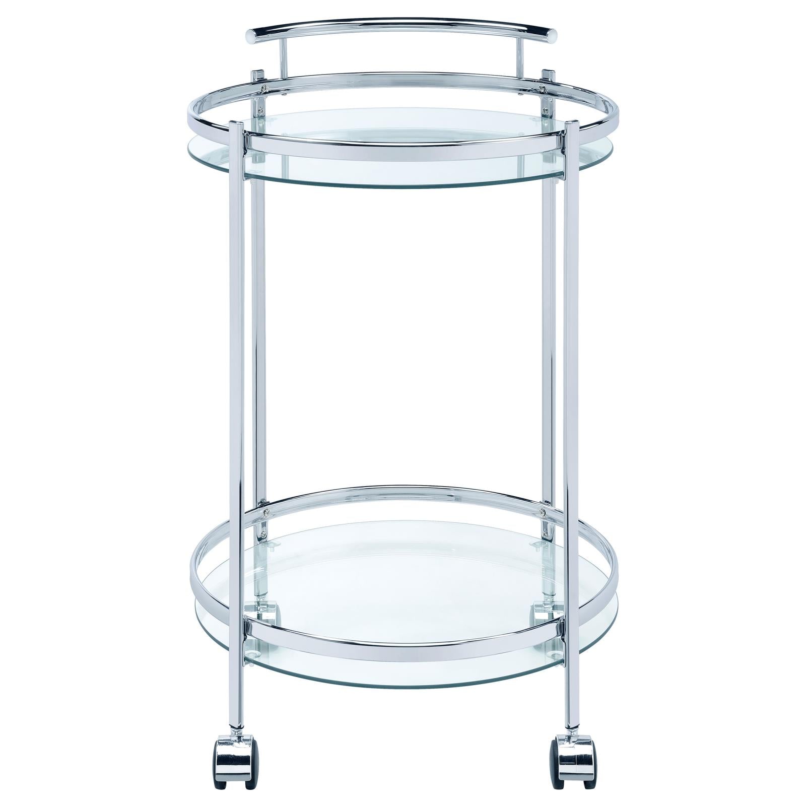 Chrissy Chrome Round Glass Bar Cart - 181367 - Luna Furniture - Dallas Store